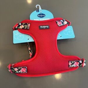 Red Floral Dog Harness L